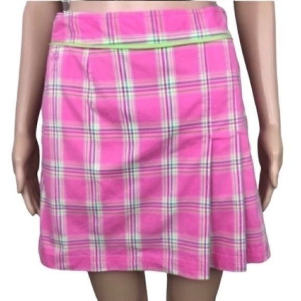 Lilly Pulitzer pleated plaid skort side zip size 2